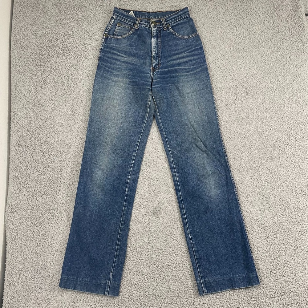Vintage Anchor Blue Jeans Women 9 Dark Wash Cotton High Rise Wide Leg Denim